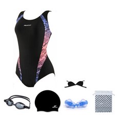 AQUATICA 女款連身泳衣 AQA1352+蛙鏡+矽膠泳帽+耳塞+胸墊 隨機出貨+收納袋組