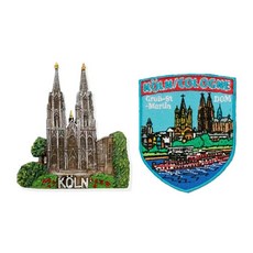 A-ONE 匯旺 德國科隆地標磁鐵刺繡套裝 聚酯纖維 2個Set, C113 + 47, 大約 7.5 X 6 CM