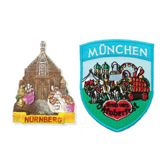 A-ONE 匯旺 德國慕尼黑旅遊磁鐵 + 慕尼黑嘉年華臂章, C112 + 136, 5.5 x 7.5cm + 2.5 x 3.1吋