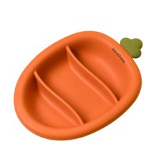 PiYOPiYO 黃色小鴨 鉑金矽膠蘿蔔盤, 25 x 17 x 3.5cm, 橘色, 1個