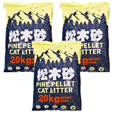 doter 寵愛物語 貓砂 經濟包 粒徑大小6mm 20kg, 3袋, 松木