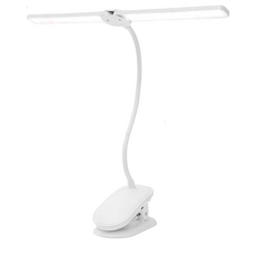 雙頭LED夾式檯燈, 白色, 360°全方位調節, 三檔色溫, USB供電