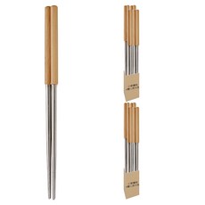 小麥購物 木柄不銹鋼餐具 G171 19g, 4雙筷子, 原木色, 2組