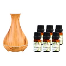 平頂花瓶香薰機 Set 6瓶精油 400ml CAAD0060AS3, 淺色木紋