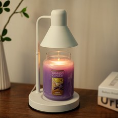 Yankee Candle 大蠟燭罐 + 可定時高度可調單色融蠟燈 + 燈泡2入組, 白色