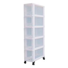 dayneeds 日需百備 簡約主義五層隙縫櫃 附輪, 透白, 1個