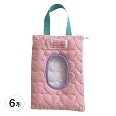 Haru-i 便攜式濕紙巾袋 大型, 粉紅色, 6個