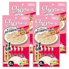 INABA CIAO 啾嚕 肉泥 1歲幼貓用 日本國產 條狀包裝方便餵食 綠茶除臭成分配方, 鮪魚, 56g, 4袋
