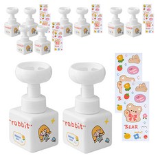 더자카 플라워 거품 핸드워시 디스펜서 2p 250ml + 스티커2p 랜덤발송, 화이트, 5세트