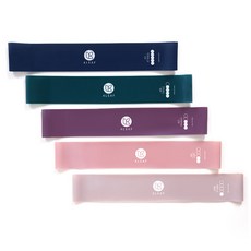 Arif 乳膠環帶 5 種 + 袋套裝, 奶油灰褐色 + 蜜桃粉色 + 紅豆色 + 森林綠色 + 深海藍色