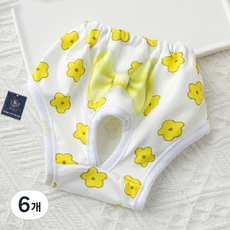 딩동펫 반려동물 리본 생리팬티 옐로우플라워, 특대형, 1개입, 6개