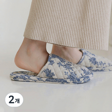 MISSMONE 花園藍 防噪音客廳室內棉質包頭拖鞋室內鞋, B款, 2個