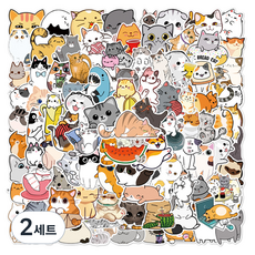 Daily Joy 多款貓咪手帳裝飾可愛貼紙100種套組, 混合顏色, 2套