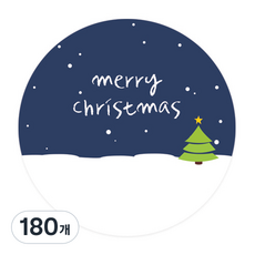 도나앤데코 다함께 크리스마스 눈내리는 마을 7cm 원형 스티커, 혼합 색상, 180개