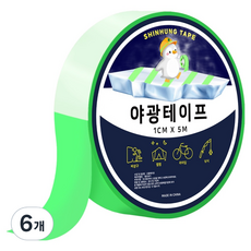 Shin Hung 夜光膠帶, 螢光綠, 6個