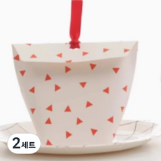 日常館 禮物包裝設計 緞帶綁帶 10入 + 紙盒 10入 套組, 紅色三角, 2套