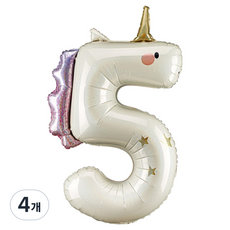 파티데코 유니콘 숫자 은박풍선 5, 혼합색상, 4개