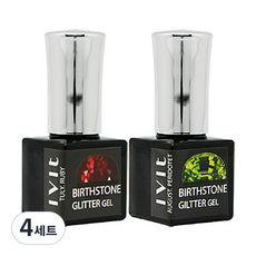 SM IVIT 誕生石亮片凝膠 2入組, 閃光凝膠七月紅寶石 + 八月橄欖石, 4套