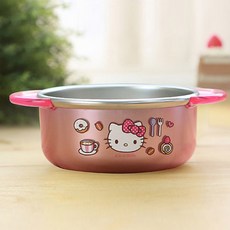 LILFANT Hello Kitty 印花不鏽鋼雙耳碗, 粉色, 1入