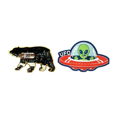A-ONE 匯旺 阿拉斯加熊磁鐵外星人UFO燙貼組 冰箱裝飾與個性燙貼一次擁有 1組 磁鐵:2.99 x 1.65inches 布藝徽章:3.74 x 2.28inches, 混合顏色