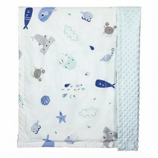 OhBabyLying 春夏薄款荳荳毯, 藍底海洋動物