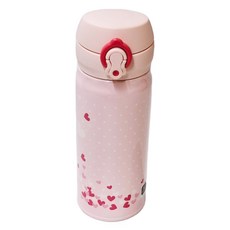 THERMOS 膳魔師 JNL-403K系列 超輕量不鏽鋼保溫瓶 400ml 約180g One Push易開鎖, 粉色愛心, 1個