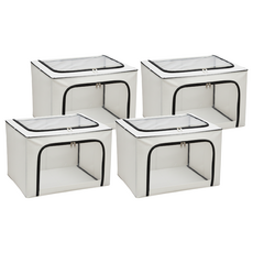 樂邦 雙開口PVC鋼架拉鍊大容量可疊加收納箱 100L, 深藍色, 4個