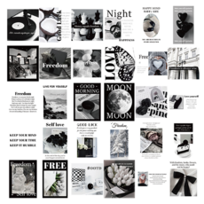 더예쁜 감성 그림 인테리어 포스터 카드 스티커 팩 블랙 30종 세트