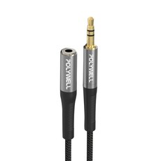 POLYWELL 寶利威爾 公對母 3.5mm 立體聲音源延長線, PW15-W52-B123, 黑色, 1條