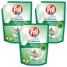 프릴 시크릿 오브 베이킹소다 주방세제 그린허브향 리필, 1L, 3개