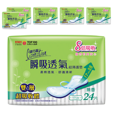 康乃馨 瞬吸透氣超薄加長型無香護墊, 17cm, 24片, 6包