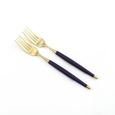 Bogen 韓國製造 Le Bien 金色餐具沙拉叉, 2個, 紫羅蘭色