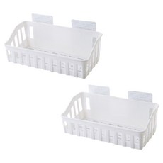 블럭마트 무타공 접착식 심플 선반, 화이트, 2개