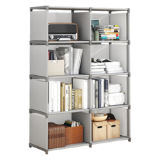 德利生活 多格書架 DIY收納空間 大容量 加粗, 灰色, 8格