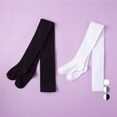 BASE ALPHA ESSENTIALS 兒童基本款素色連腳褲襪2件組