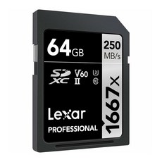 Lexar 雷克沙 Professional SDXC 1667X V60 UHS-II U3 記憶卡, 64GB, 1個