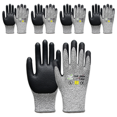 HANWOO Top Grip 1000 CUT4 防割NBR塗層安全手套, 5個, 單一顏色