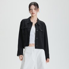 미쏘 여성용 린넨라이크 7부 트러커 자켓