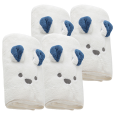 珊瑚絨動物毛巾 0532, 白色, 4條