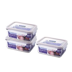 Glasslock 格拉氏洛克 紫色長方形密封保鮮盒, 1100ml, 3個