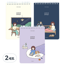 PINKFOOT 每日學習習慣養成計畫本 3件組, 紫色, 象牙白, 海軍藍, 2套