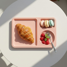 LIVINGMATE 韓國製美耐皿早午餐盤, 1個, 煙燻粉