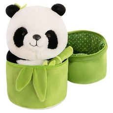 竹筒熊貓玩偶 35cm, 1套, 白色 + 綠色