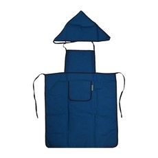 Bebe Chouette 兒童款 牛津布圍裙組 圍裙+頭巾+袖套 深藍色 100%棉, XL