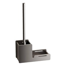 馬桶刷套組, 太空鋁, 耐腐蝕, 免釘膠, 浴室適用, 槍灰, 1組