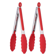 LifeHouse 標準矽膠食品夾二件組 紅色 不鏽鋼TPR食品級矽膠, 1組