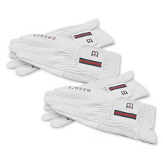 BRENCE 女性用 合成皮 Finger Line 高爾夫手套 雙手用, 白色, 2個