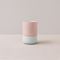 BOWLBOWL 韓國製 Retro Line 瀝水餐具筒 M, 藕粉色 + 天空藍, 1個