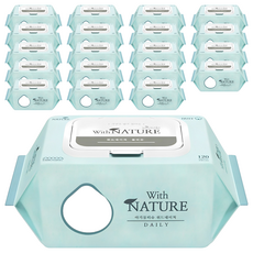 위드네이쳐 데일리 아기물티슈 캡형, 47g, 120매, 20개