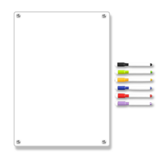 오비크 냉장고 투명 자석 메모 보드+펜6개+지우개 세트, 아크릴
